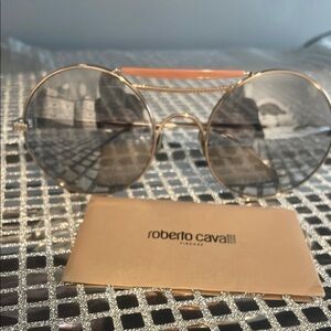Roberto Cavalli Black and Gold Aviator Sunglasses